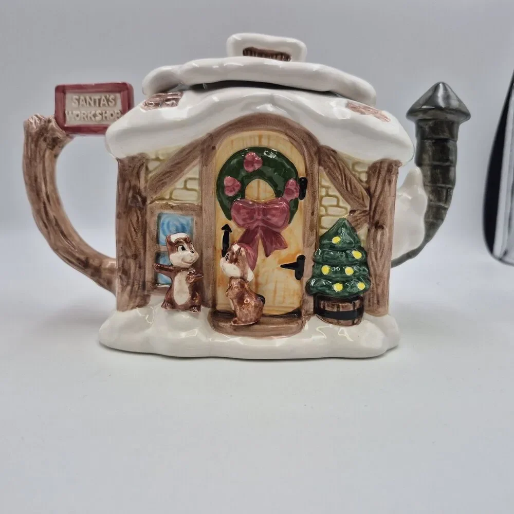 Vintage Disney Christmas “Santa's Workshop” Mickey and Minnie Holiday Teapot